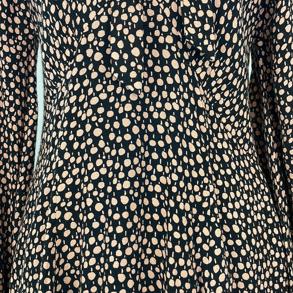 Free People Black with Pink Dots Long Sleeve Mini Dress. Size Small. - Picture 4 of 12